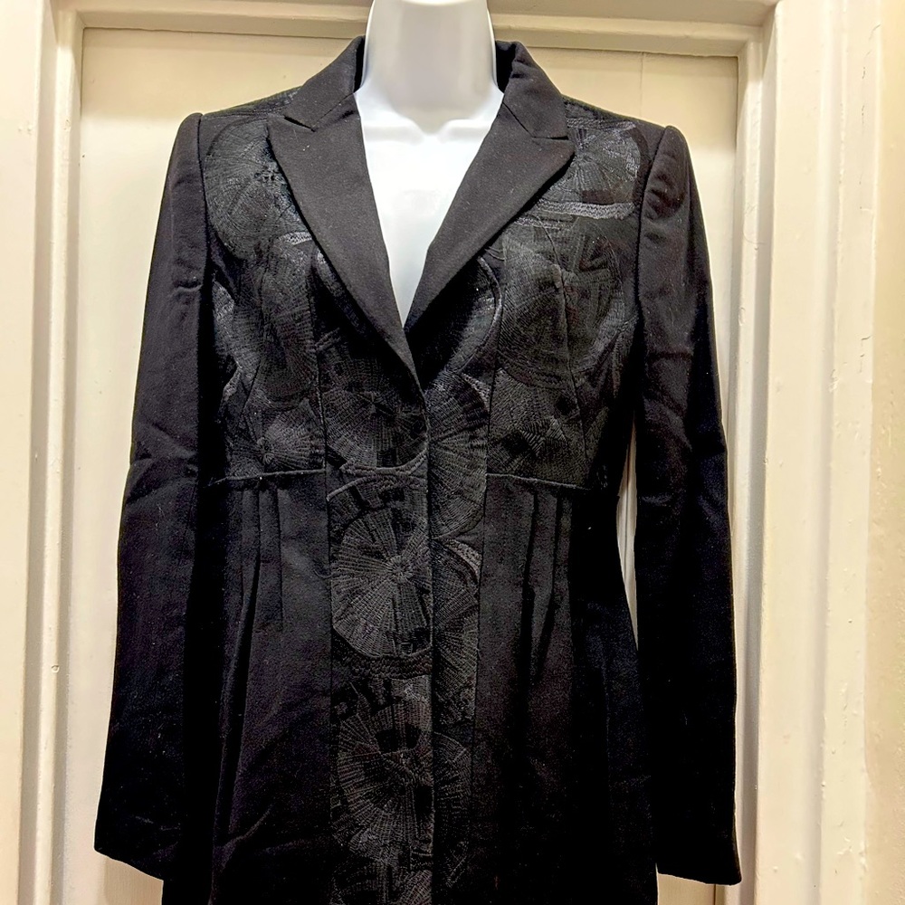 Wool Elie Tahari Embroidered Walking Coat